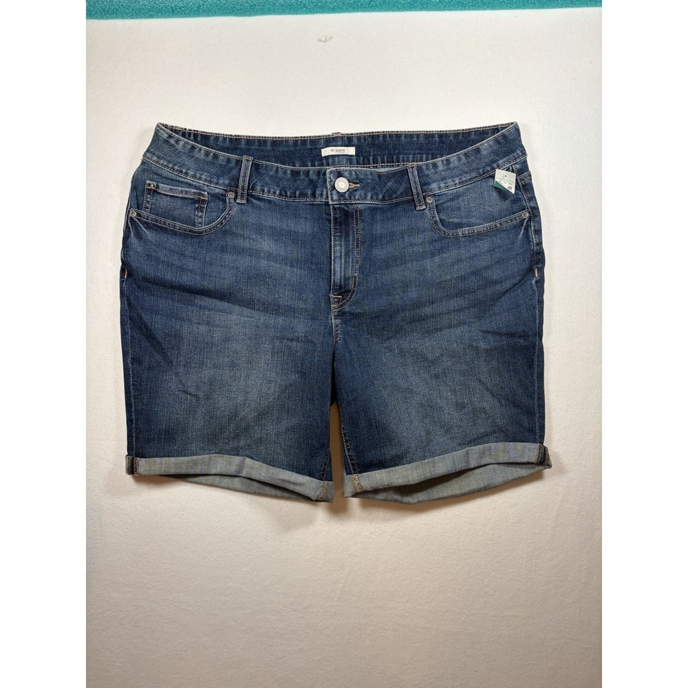 Maurices Dark Wash Shorts Womens Plus Size 20 Pockets Stretch Blue Summer/Cuff